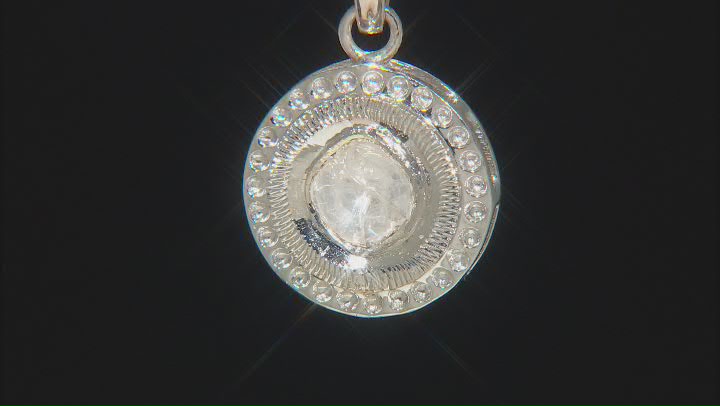 Foiled-Back Polki Diamond Sterling Silver Pendant Video Thumbnail