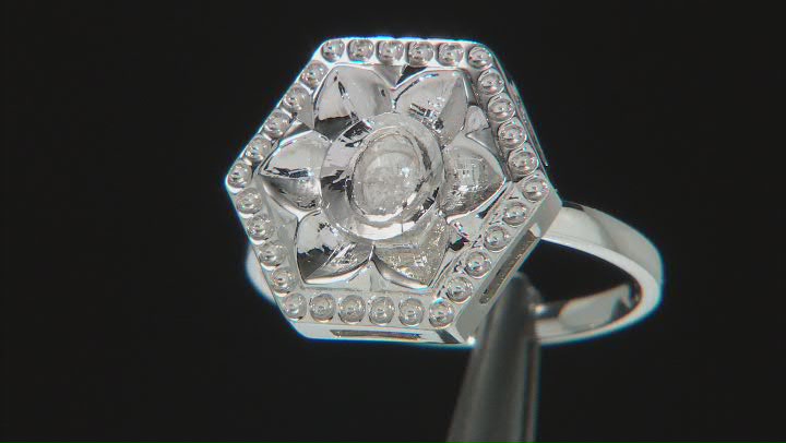 Foil-Backed Polki Diamond Sterling Silver Ring Video Thumbnail