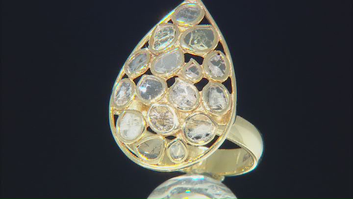 Polki Diamond 18k Yellow Gold Over Sterling Silver Ring Video Thumbnail