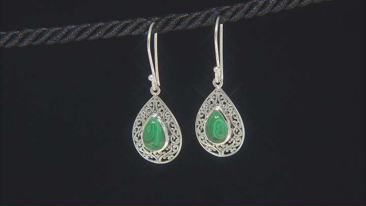 Green Malachite Sterling Silver Earrings