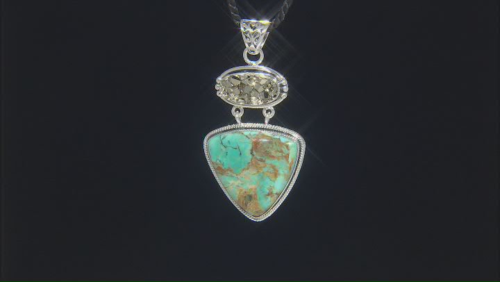 Turquoise in Matrix And Pyrite Sterling Silver Pendant Video Thumbnail