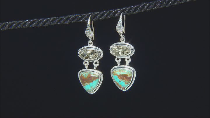Turquoise in Matrix And Pyrite Sterling Silver Earrings Video Thumbnail