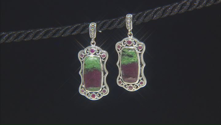 Ruby Zoisite and Ruby Sterling Silver Earrings Video Thumbnail