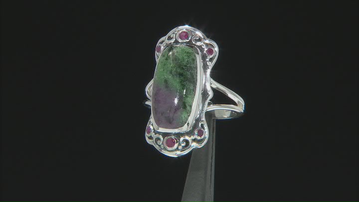 Ruby Zoisite and Ruby Sterling Silver Ring Video Thumbnail