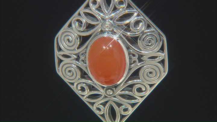 Orange Carnelian Sterling Silver Pendant