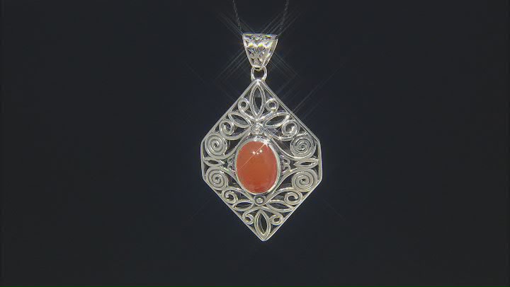 Orange Carnelian Sterling Silver Pendant