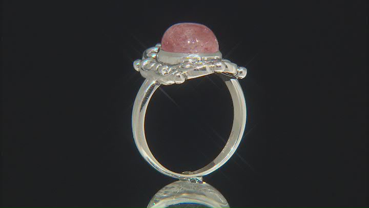 Pink Strawberry Quartz Hamsa Sterling Silver Ring