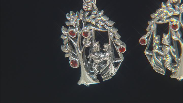 Red Garnet "Tree Of Life"  Sterling Silver Earrings 0.43ctw Video Thumbnail