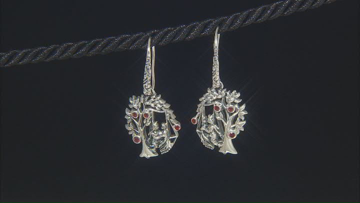 Red Garnet "Tree Of Life"  Sterling Silver Earrings 0.43ctw Video Thumbnail