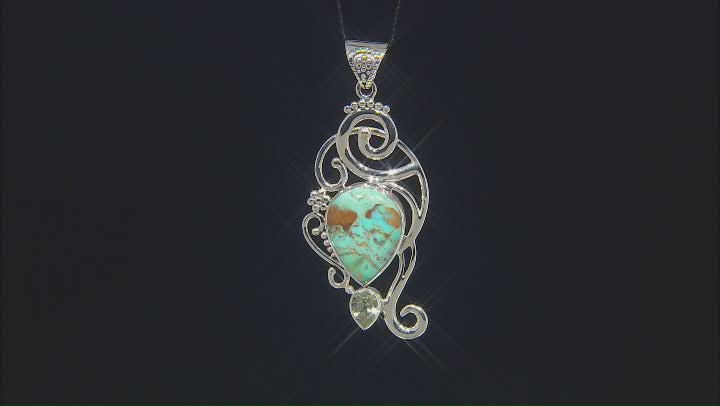 Blue Turquoise And Prasiolite Sterling Silver Pendant Video Thumbnail