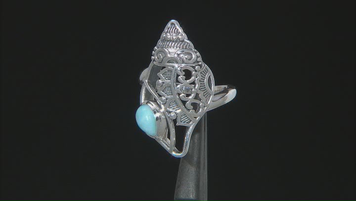 Larimar Sterling Silver Seashell Ring Video Thumbnail