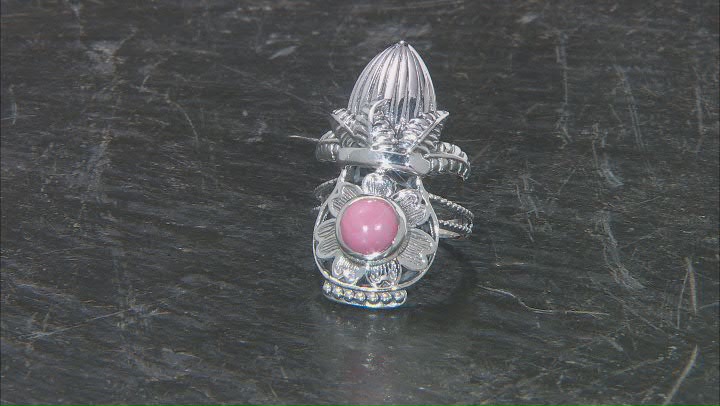 Pink Opal Sterling Silver Floral Ring Video Thumbnail
