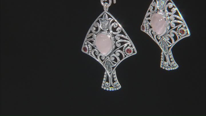 Rose Quartz and Red Garnet Sterling Silver Earrings 0.17ctw Video Thumbnail