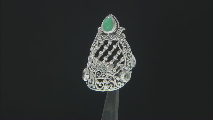 Green Chrysoprase and Green Prasiolite Sterling Silver Ring .23ctw Video Thumbnail
