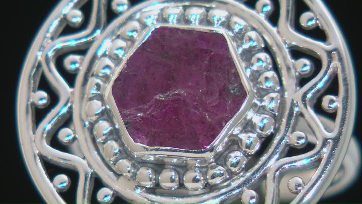 Rough Ruby Sterling Silver Ring Video Thumbnail