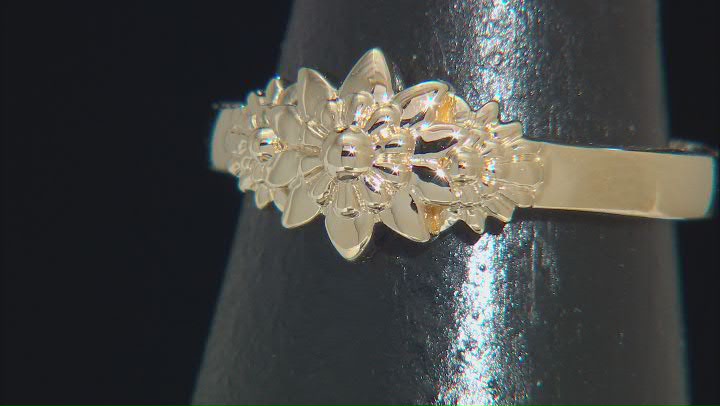 18K Yellow Gold Over Sterling Silver Floral Ring Video Thumbnail
