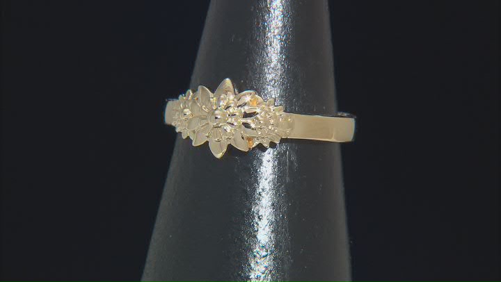 18K Yellow Gold Over Sterling Silver Floral Ring Video Thumbnail