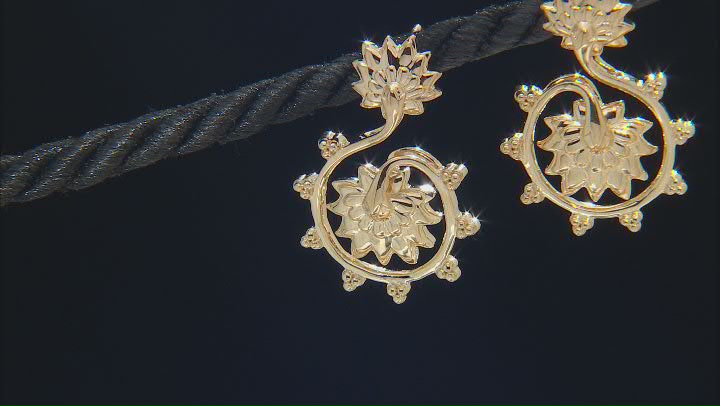 18K Yellow Gold Over Sterling Silver Floral Earrings Video Thumbnail