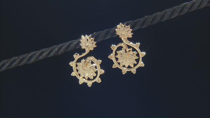 18K Yellow Gold Over Sterling Silver Floral Earrings Video Thumbnail