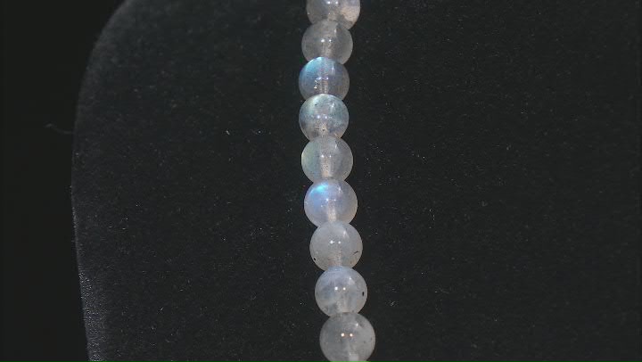 Labradorite Rhodium Over Sterling Silver Beaded Strand Necklace Video Thumbnail