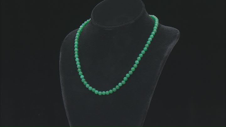 Green Onyx Rhodium Over Sterling Silver Beaded Strand Necklace Video Thumbnail