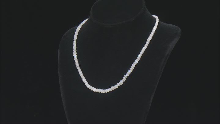 Rainbow Moonstone Rhodium Over Sterling Silver  Beaded Strand Necklace Video Thumbnail