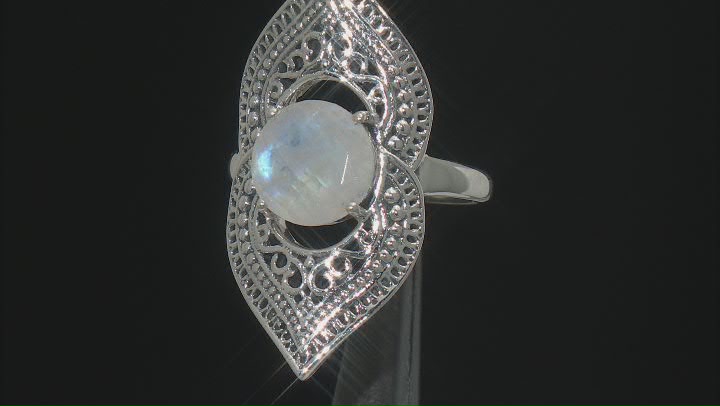 Rainbow Moonstone Sterling Silver Ring 2.04ct Video Thumbnail