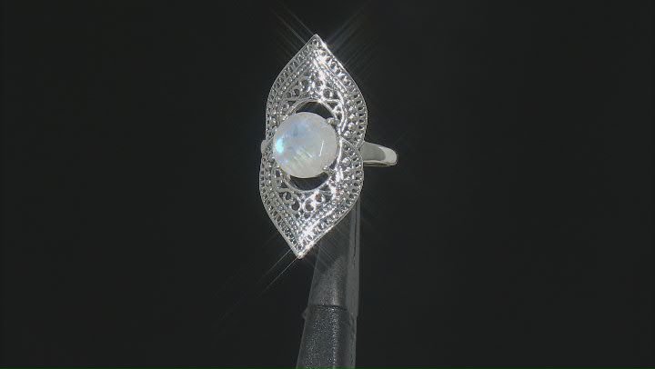 Rainbow Moonstone Sterling Silver Ring 2.04ct Video Thumbnail