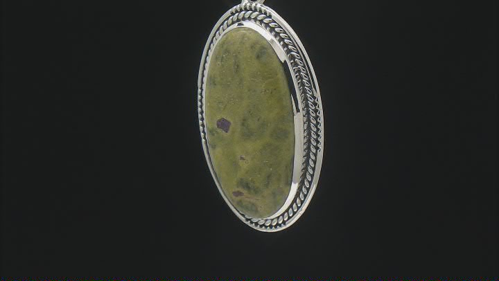 35x18mm Stichtite in Serpentine Sterling Silver Pendant Video Thumbnail
