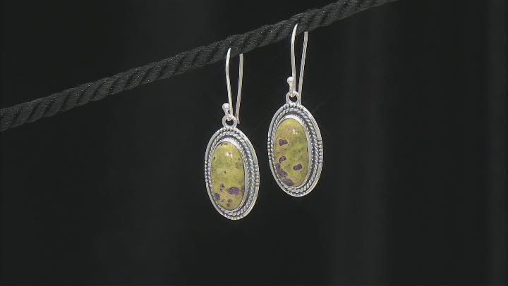 20x10mm Stichtite in Serpentine Sterling Silver Earrings Video Thumbnail
