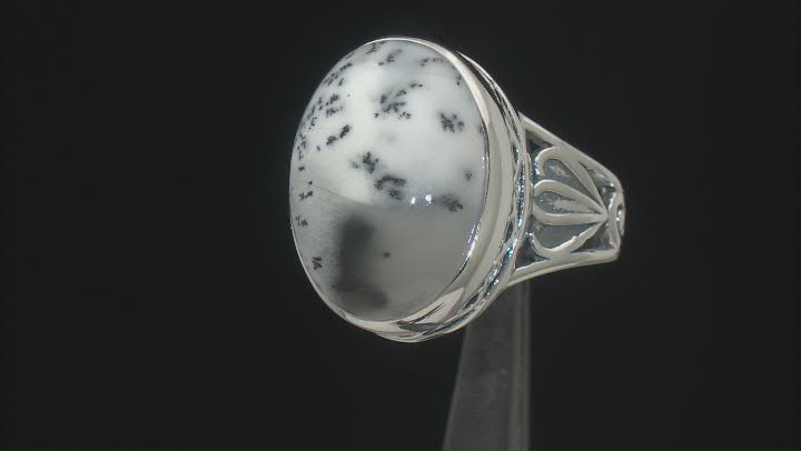 13x18mm Dendritic Opal Sterling Silver Ring Video Thumbnail