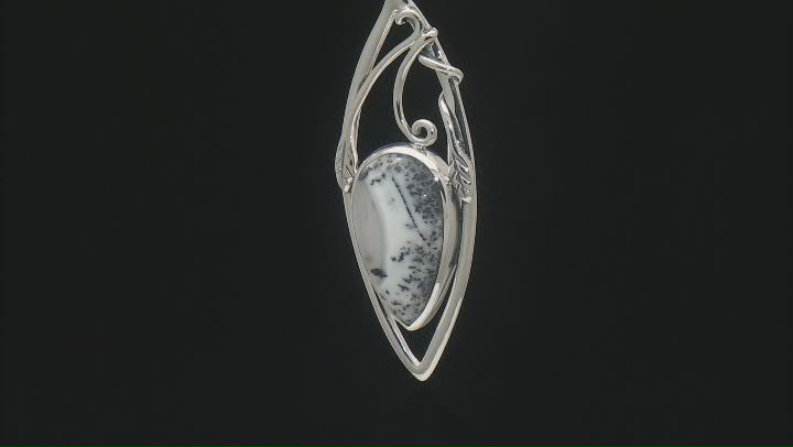 23x13mm Dendritic Opal Sterling Silver Pendant Video Thumbnail