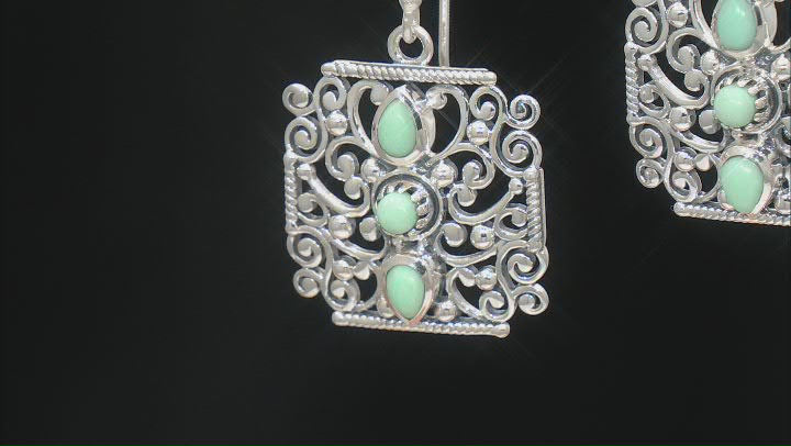 Green Opal Sterling Silver Filigree Earrings Video Thumbnail