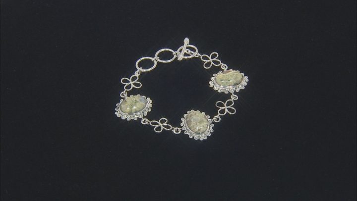 Rainforest Jasper Sterling Silver Floral Bracelet Video Thumbnail