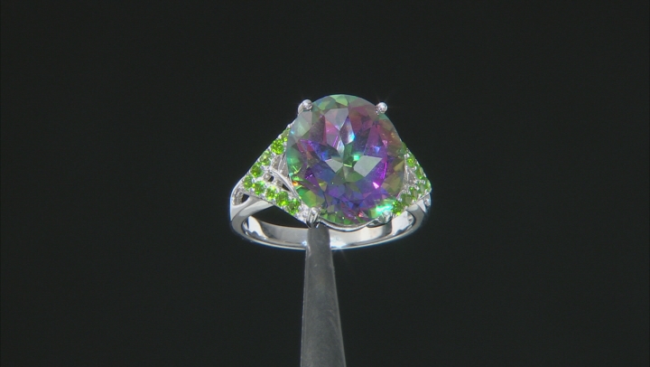 Green Mystic® quartz rhodium over sterling silver ring 6.49ctw Video Thumbnail