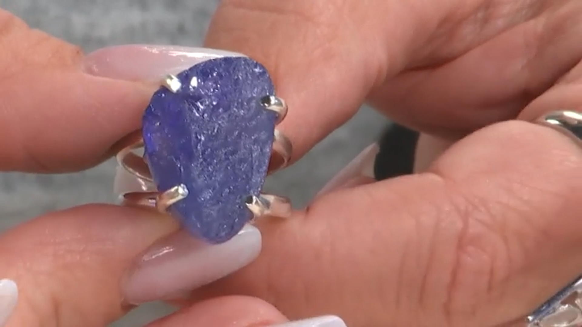Blue Rough Tanzanite Sterling Silver Ring Video Thumbnail