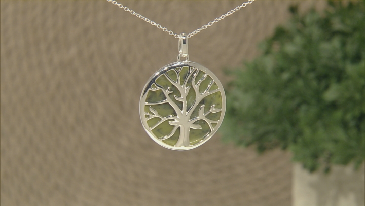 Green Connemara Marble Sterling Silver Fairy Tree Pendant With Chain. Video Thumbnail