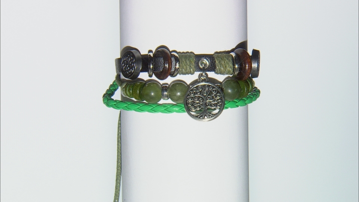 Green Connemara Marble Silver Tone Leather Bracelet Video Thumbnail