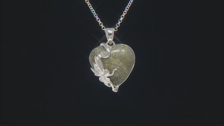 Green Connemara Marble Sterling Silver Fairy Pendant With Chain. Video Thumbnail