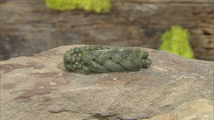 Green Carved Connemara Marble Stretch Bracelet Video Thumbnail