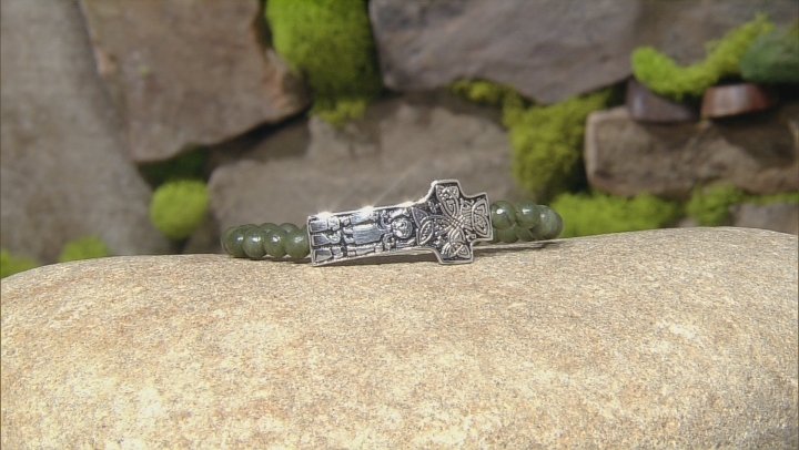 Green Connemara Marble Silver Cross Bracelet Video Thumbnail