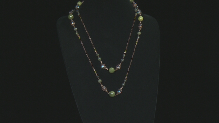 Glass Bead & Connemara Marble Antique Tone Necklace Video Thumbnail