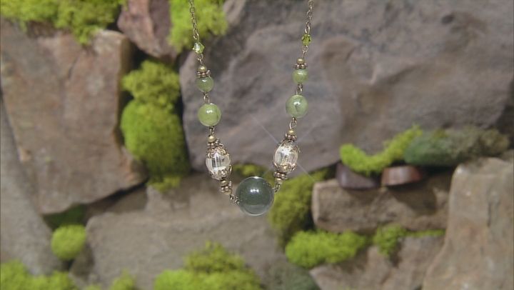 Glass Bead & Connemara Marble Antique Tone Necklace Video Thumbnail