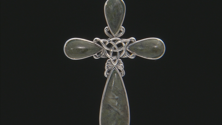 Connemara Marble Sterling Silver Celtic Cross Pendant with Chain Video Thumbnail