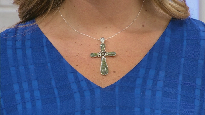 Connemara Marble Sterling Silver Celtic Cross Pendant with Chain Video Thumbnail