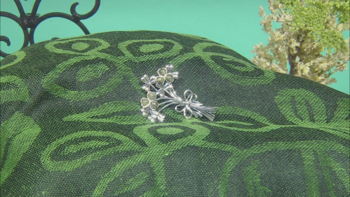 Connemara Marble Silver Shamrock Bouquet Pin-Pendant With Green Shamrock Scarf Video Thumbnail
