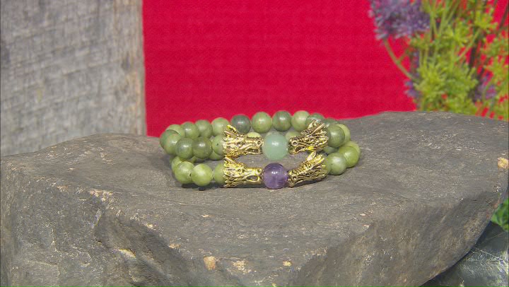 Connemara Marble Gold Tone Bracelet Set Video Thumbnail