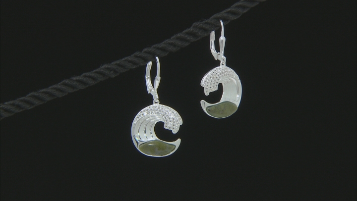 Connemara Marble And Topaz Atlantic Wave Sterling Silver Earrings 0.812ctw Video Thumbnail