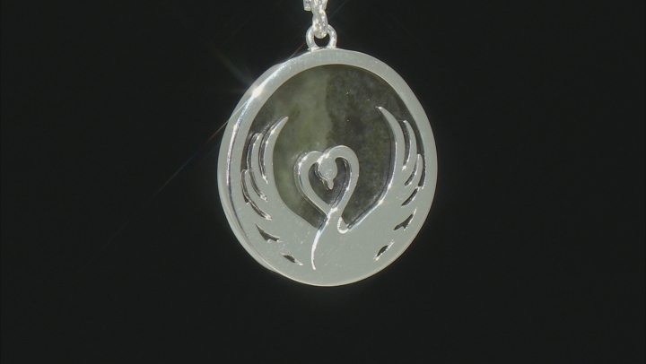 Connemara Marble Swan Overlay Sterling Silver Enhancer with 18" Chain Video Thumbnail