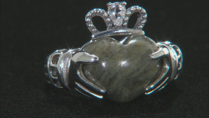 Connemara Marble Silver Claddagh Ring Video Thumbnail